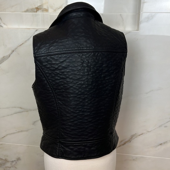 Marc New York Black Faux Leather Moto Vest w/ Rose Gold Accents, Size L - Picture 5 of 8